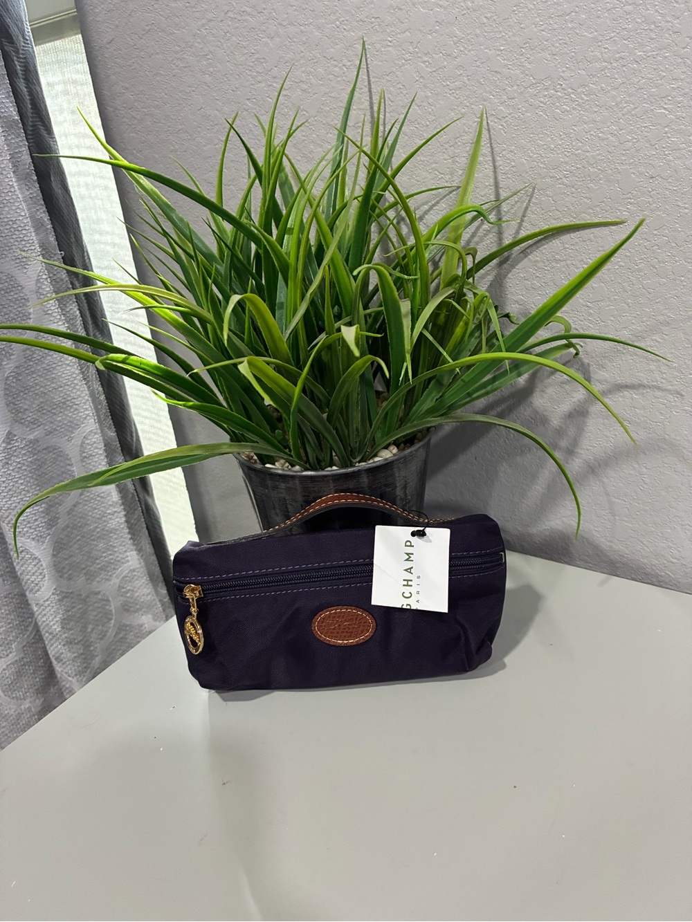 Longchamp Purple Pouch with Leather Accent